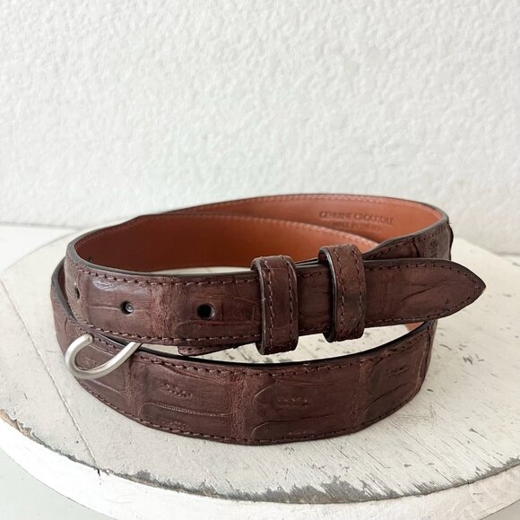 NEW Rod Patrick Boots Mens Western Belt 1.25" Taper Size 38 Brown Caiman Leather - Picture 1 of 12